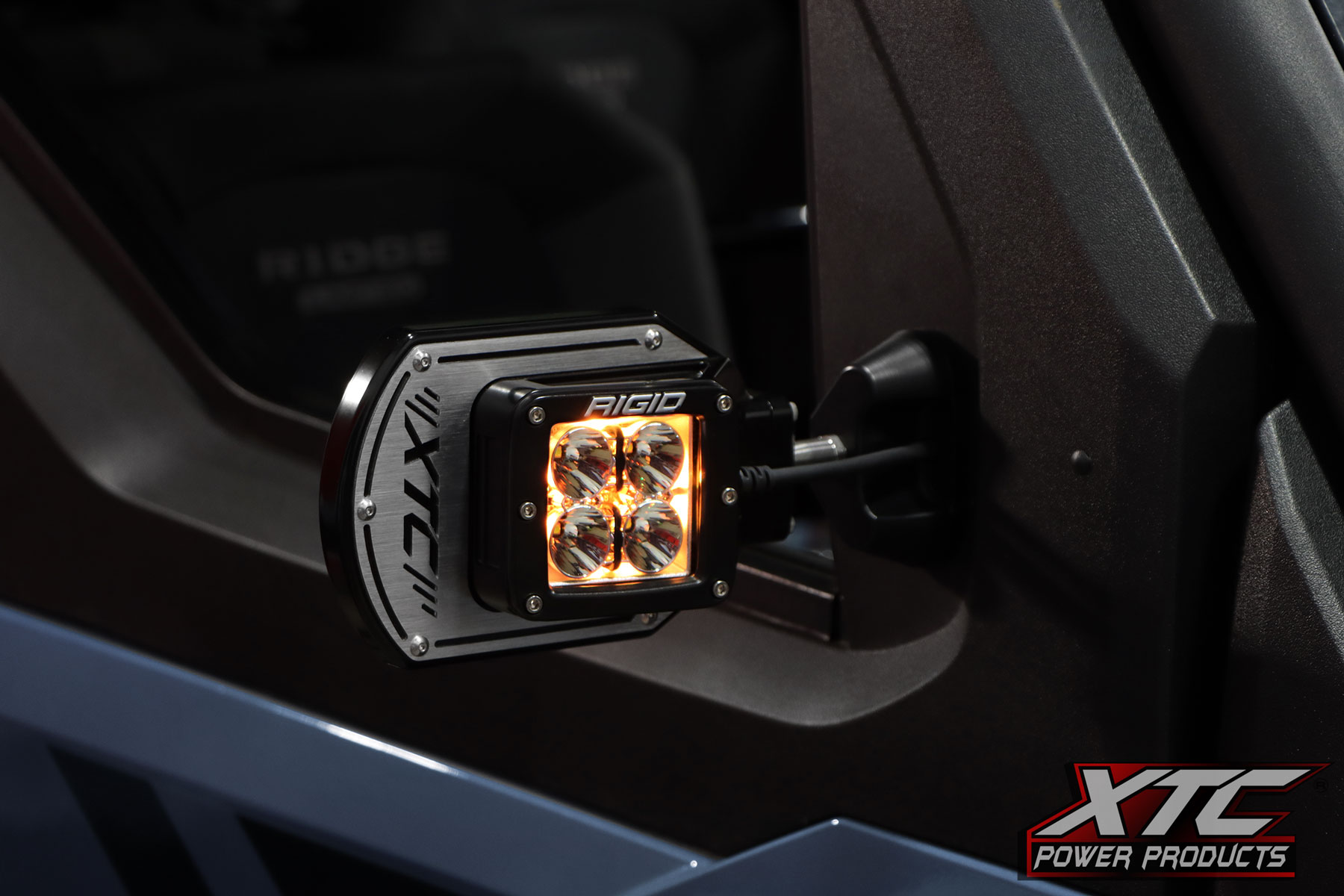 XTC SIX12 Lit Side View Mirrors on Kawasaki Ridge